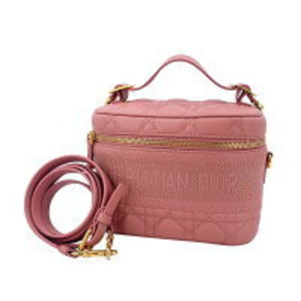 Christian Dior DIORTRAVEL Vanity Pink Cannage Leather Shoulder Bag HO